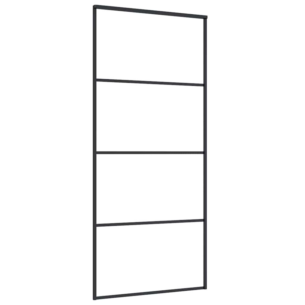 Produktbild för Skjutdörr med beslag svart 90x205 cm ESG-glas