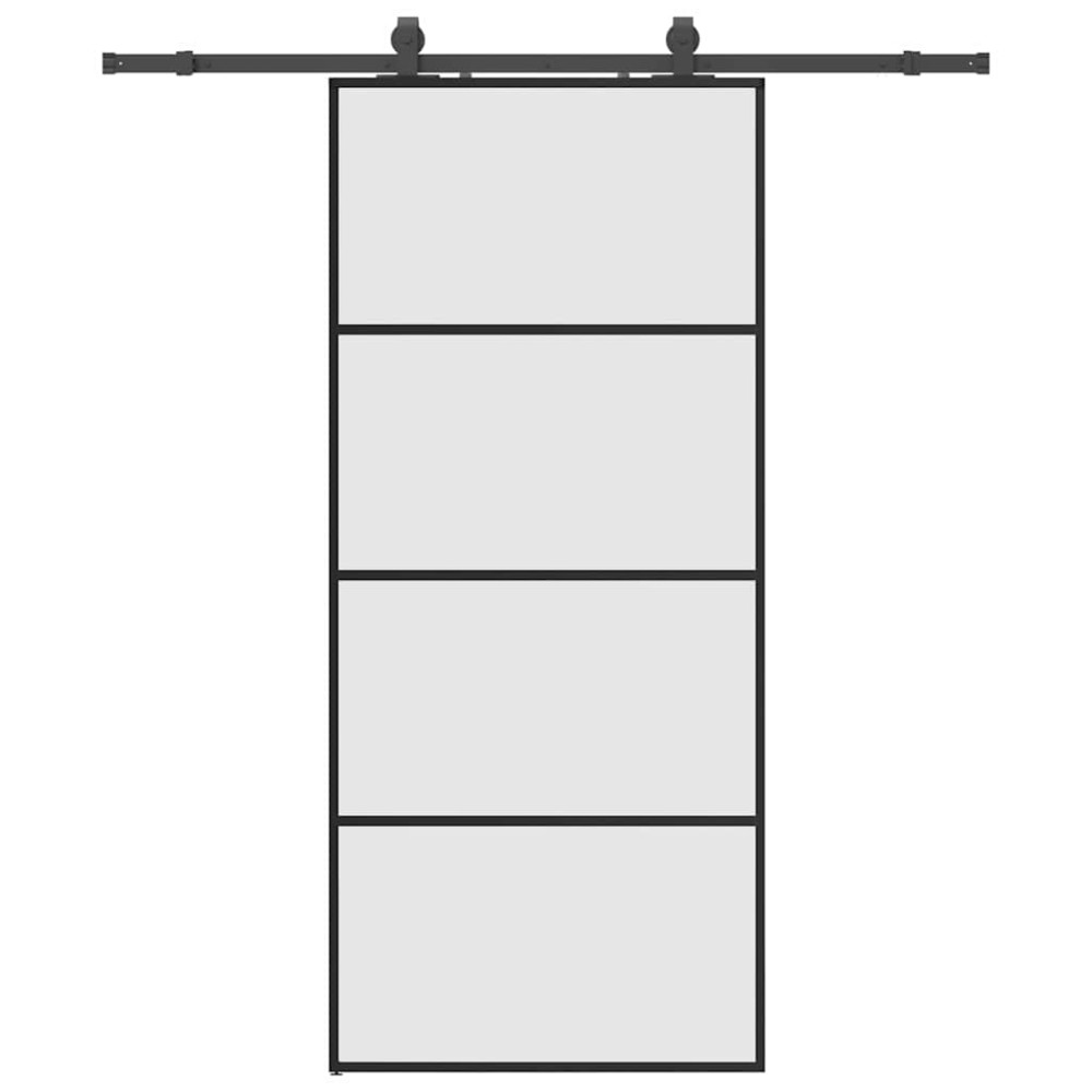 Produktbild för Skjutdörr med beslag svart 90x205 cm ESG-glas
