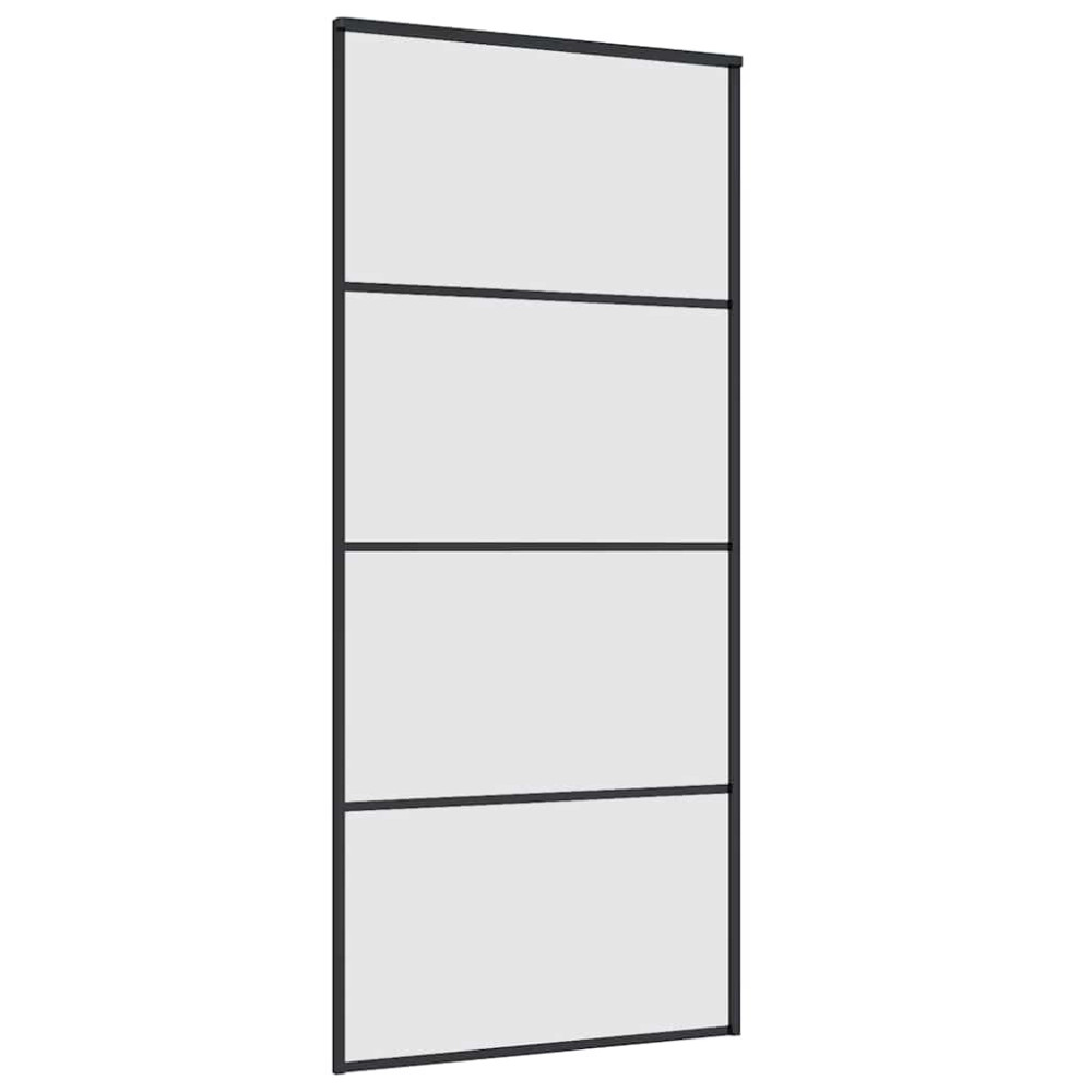 Produktbild för Skjutdörr med beslag svart 90x205 cm ESG-glas