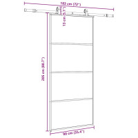 Produktbild för Skjutdörr med beslag svart 90x205 cm ESG-glas