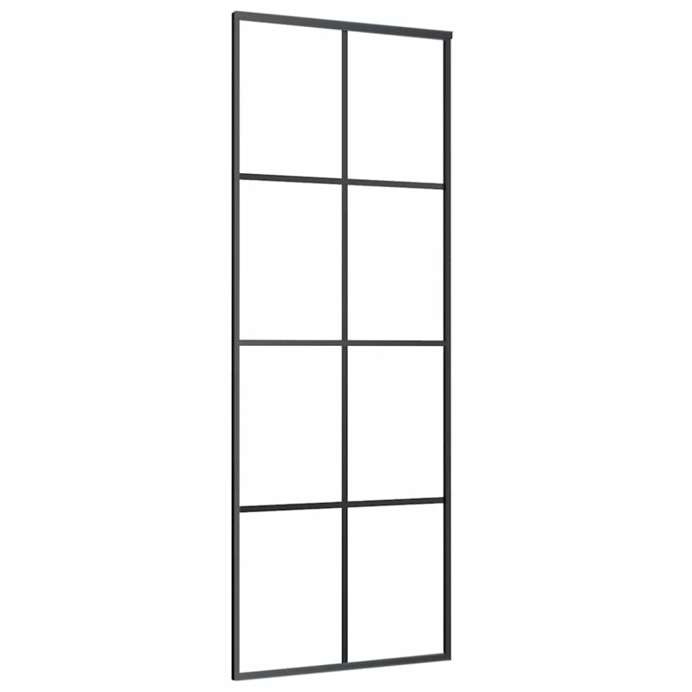 Produktbild för Skjutdörr med beslag svart 76x205 cm ESG-glas