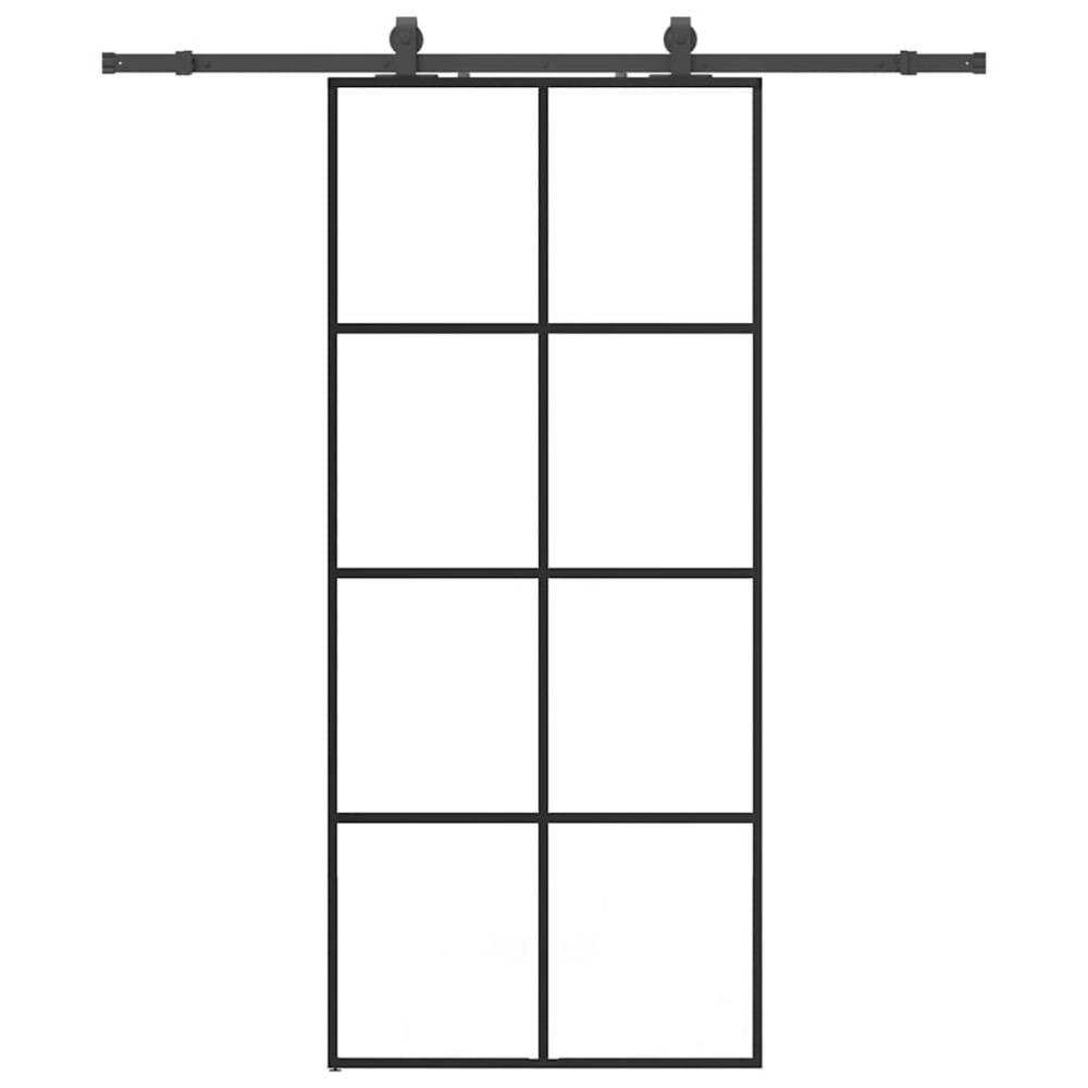 Produktbild för Skjutdörr med beslag svart 90x205 cm ESG-glas