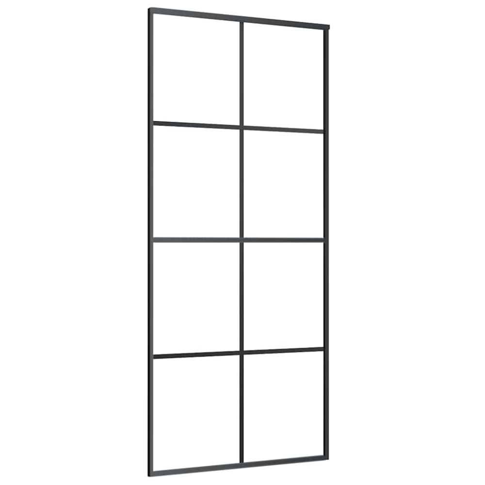 Produktbild för Skjutdörr med beslag svart 90x205 cm ESG-glas