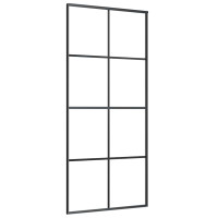 Produktbild för Skjutdörr med beslag svart 90x205 cm ESG-glas