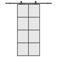 Produktbild för Skjutdörr med beslag svart 90x205 cm ESG-glas