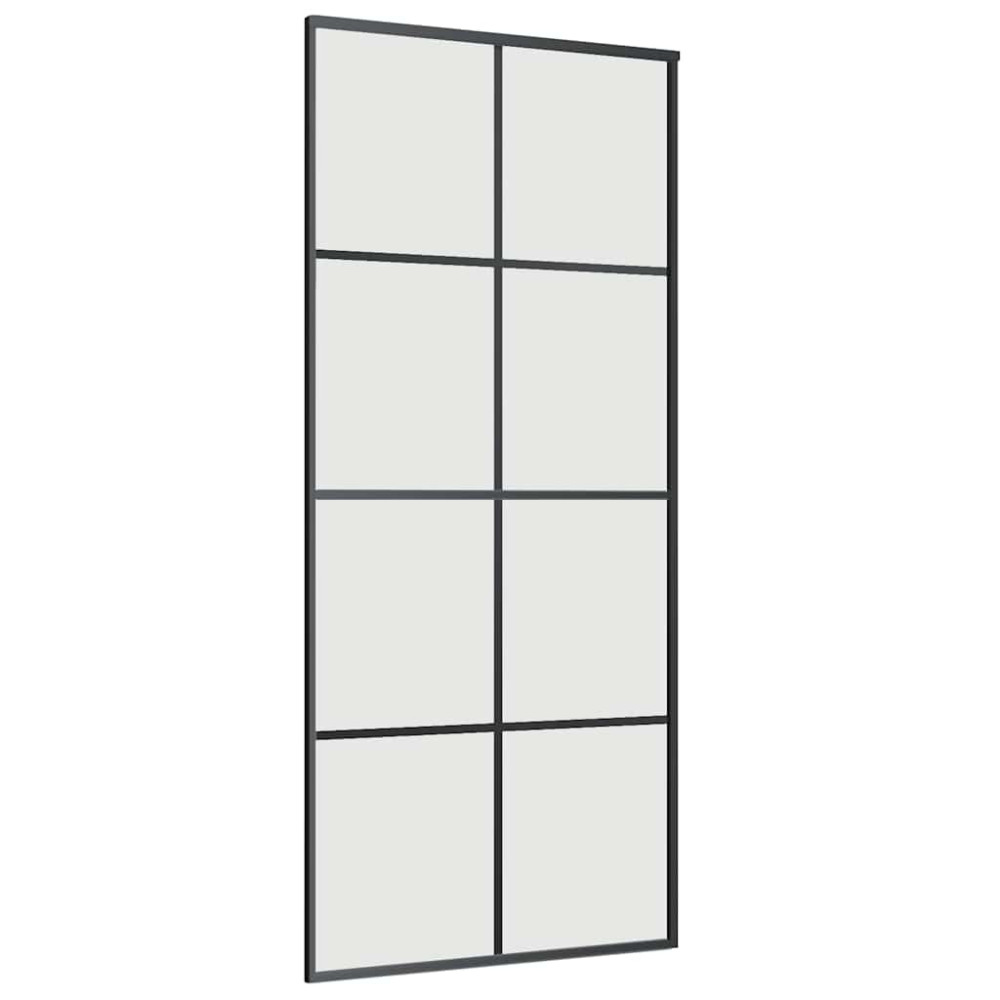 Produktbild för Skjutdörr med beslag svart 90x205 cm ESG-glas