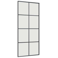 Produktbild för Skjutdörr med beslag svart 90x205 cm ESG-glas