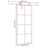 Produktbild för Skjutdörr med beslag svart 90x205 cm ESG-glas