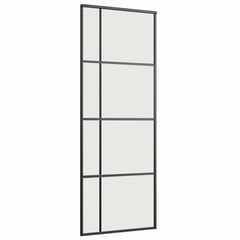 Produktbild för Skjutdörr med beslag svart 76x205 cm ESG-glas