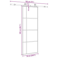 Produktbild för Skjutdörr med beslag svart 76x205 cm ESG-glas