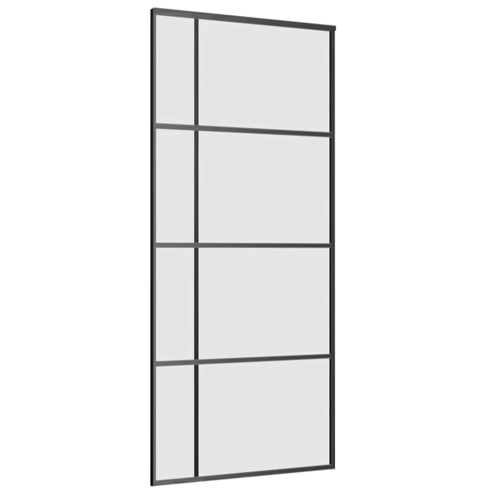 Produktbild för Skjutdörr med beslag svart 90x205 cm ESG-glas