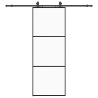 Produktbild för Skjutdörr med beslag svart 76x205 cm ESG-glas