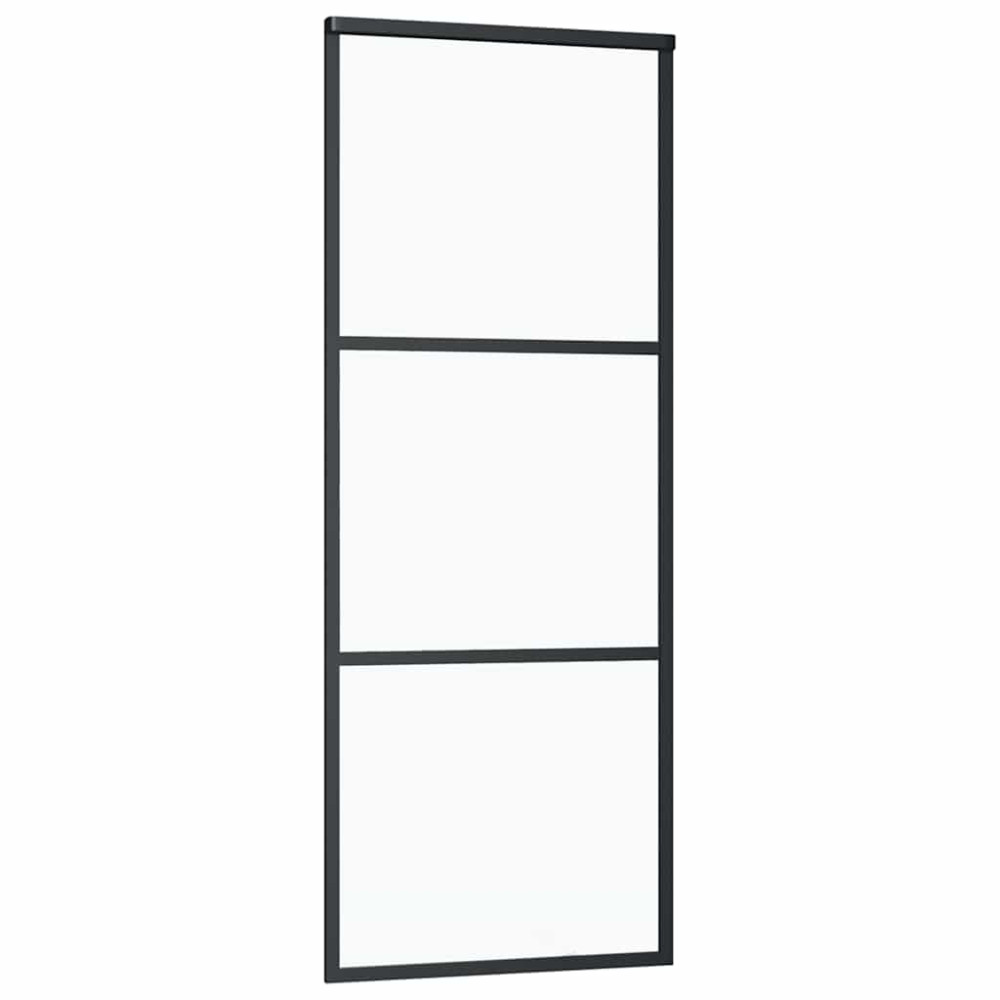 Produktbild för Skjutdörr med beslag svart 76x205 cm ESG-glas