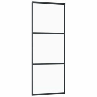 Produktbild för Skjutdörr med beslag svart 76x205 cm ESG-glas