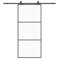 Produktbild för Skjutdörr med beslag svart 90x205 cm ESG-glas