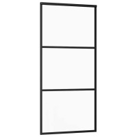 Produktbild för Skjutdörr med beslag svart 90x205 cm ESG-glas