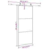 Produktbild för Skjutdörr med beslag svart 90x205 cm ESG-glas