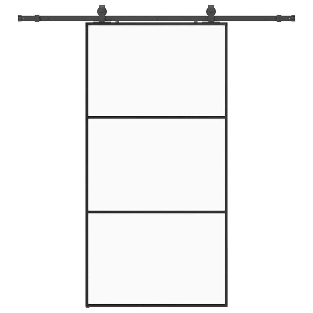 Produktbild för Skjutdörr med beslag svart 102x205 cm ESG-glas