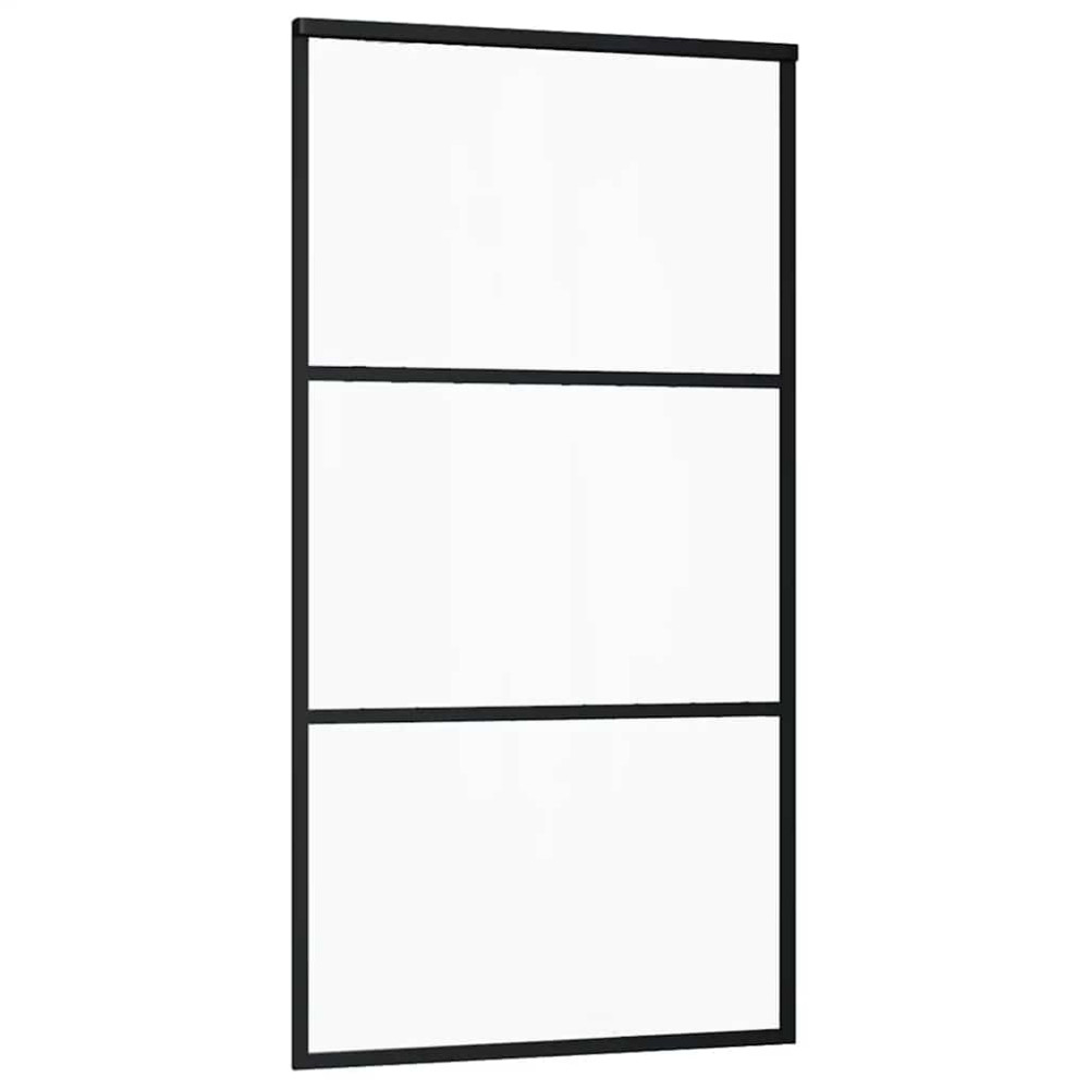 Produktbild för Skjutdörr med beslag svart 102x205 cm ESG-glas