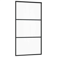Produktbild för Skjutdörr med beslag svart 102x205 cm ESG-glas