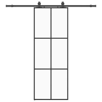 Produktbild för Skjutdörr med beslag svart 76x205 cm ESG-glas