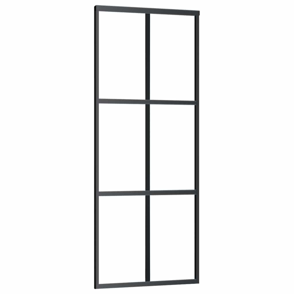 Produktbild för Skjutdörr med beslag svart 76x205 cm ESG-glas