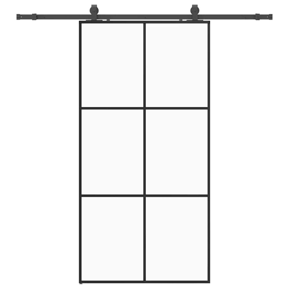 Produktbild för Skjutdörr med beslag svart 102x205 cm ESG-glas