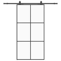 Produktbild för Skjutdörr med beslag svart 102x205 cm ESG-glas