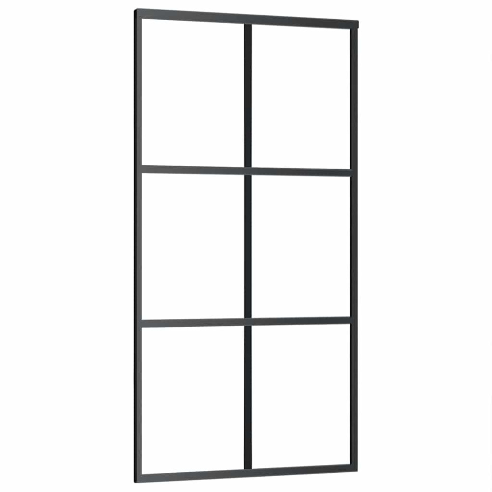 Produktbild för Skjutdörr med beslag svart 102x205 cm ESG-glas