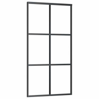 Produktbild för Skjutdörr med beslag svart 102x205 cm ESG-glas