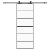 Produktbild för Skjutdörr med beslag svart 76x205 cm ESG-glas