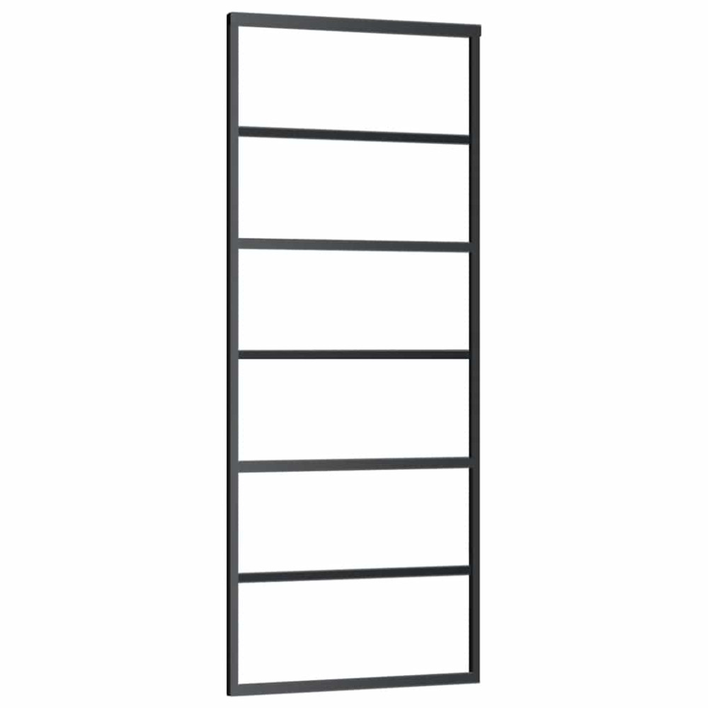 Produktbild för Skjutdörr med beslag svart 76x205 cm ESG-glas