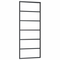 Produktbild för Skjutdörr med beslag svart 76x205 cm ESG-glas
