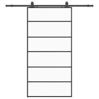 Produktbild för Skjutdörr med beslag svart 102x205 cm ESG-glas