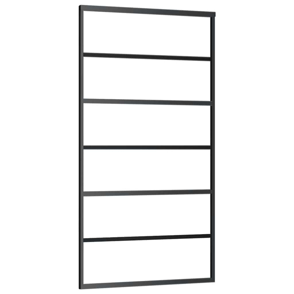 Produktbild för Skjutdörr med beslag svart 102x205 cm ESG-glas