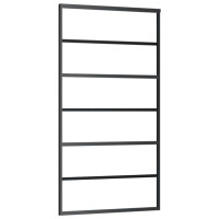 Produktbild för Skjutdörr med beslag svart 102x205 cm ESG-glas