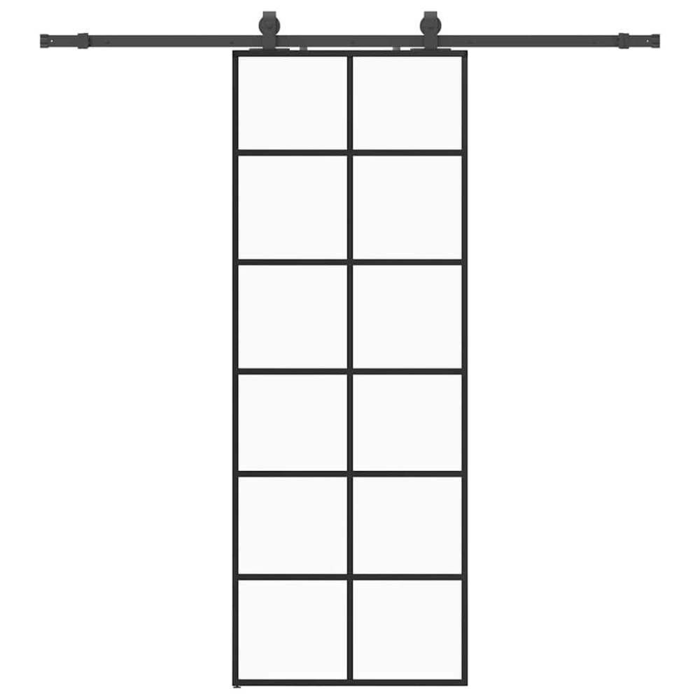 Produktbild för Skjutdörr med beslag svart 76x205 cm ESG-glas