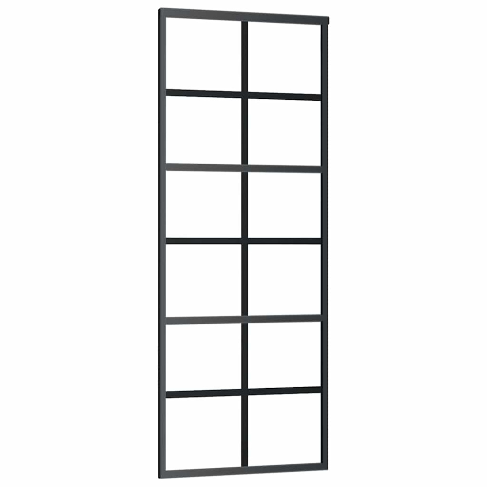Produktbild för Skjutdörr med beslag svart 76x205 cm ESG-glas