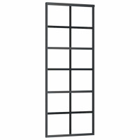 Produktbild för Skjutdörr med beslag svart 76x205 cm ESG-glas