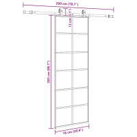 Produktbild för Skjutdörr med beslag svart 76x205 cm ESG-glas