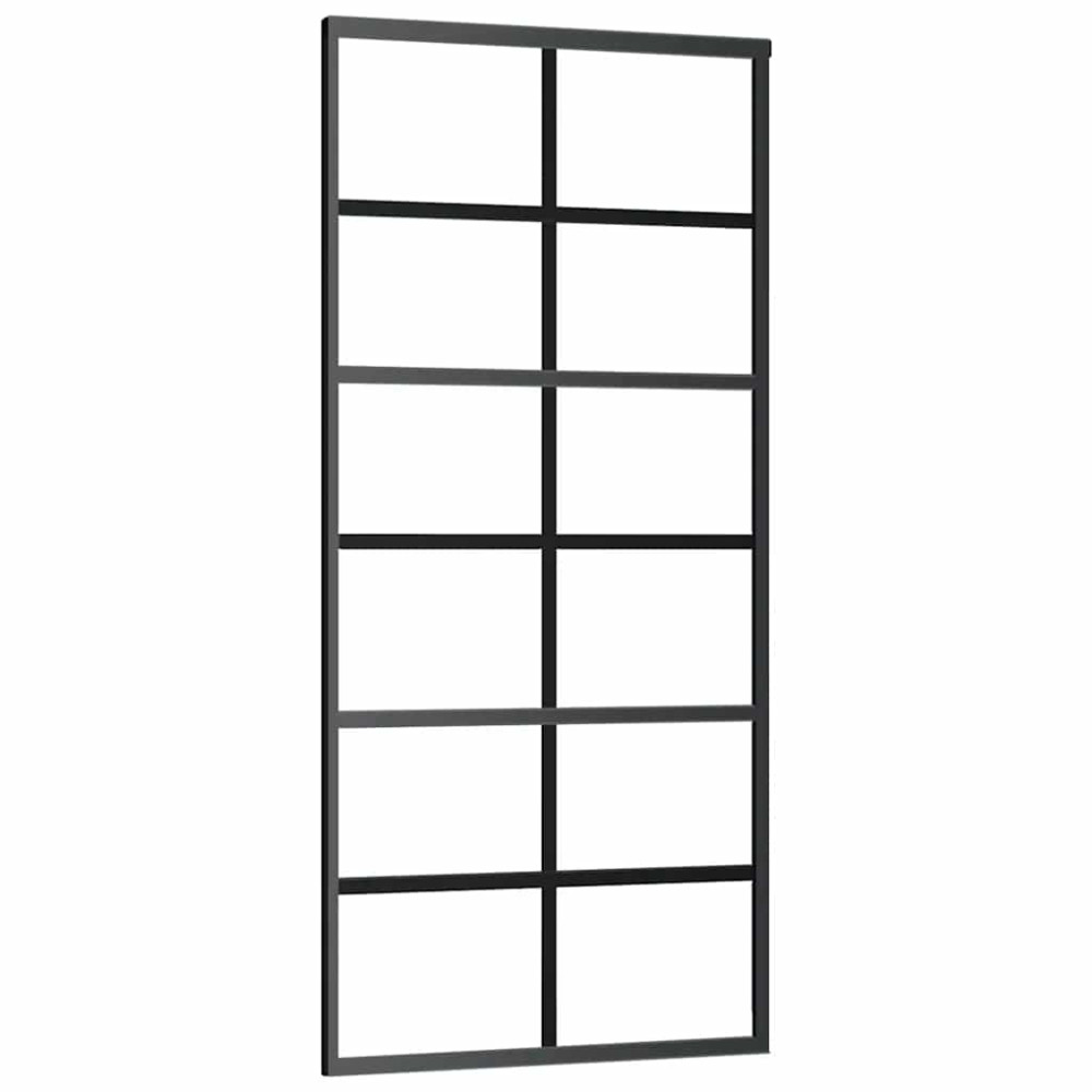 Produktbild för Skjutdörr med beslag svart 90x205 cm ESG-glas