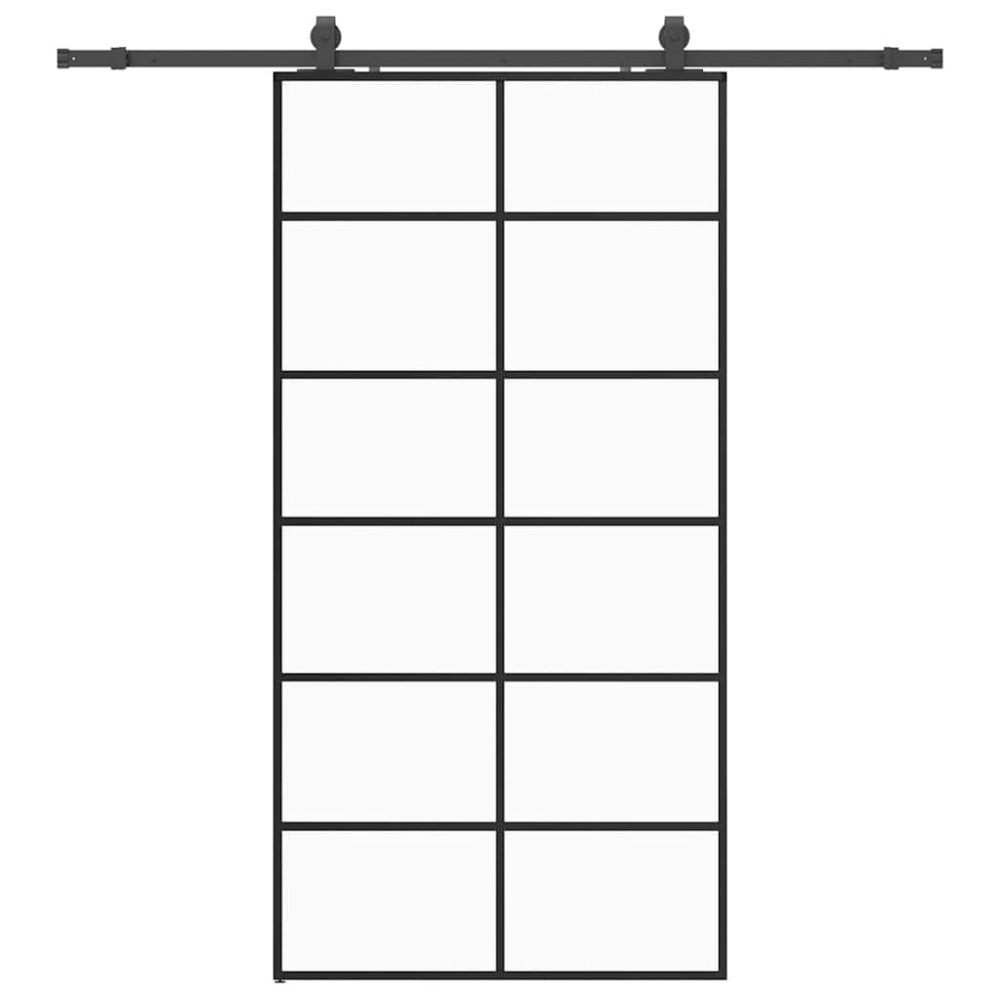 Produktbild för Skjutdörr med beslag svart 102x205 cm ESG-glas