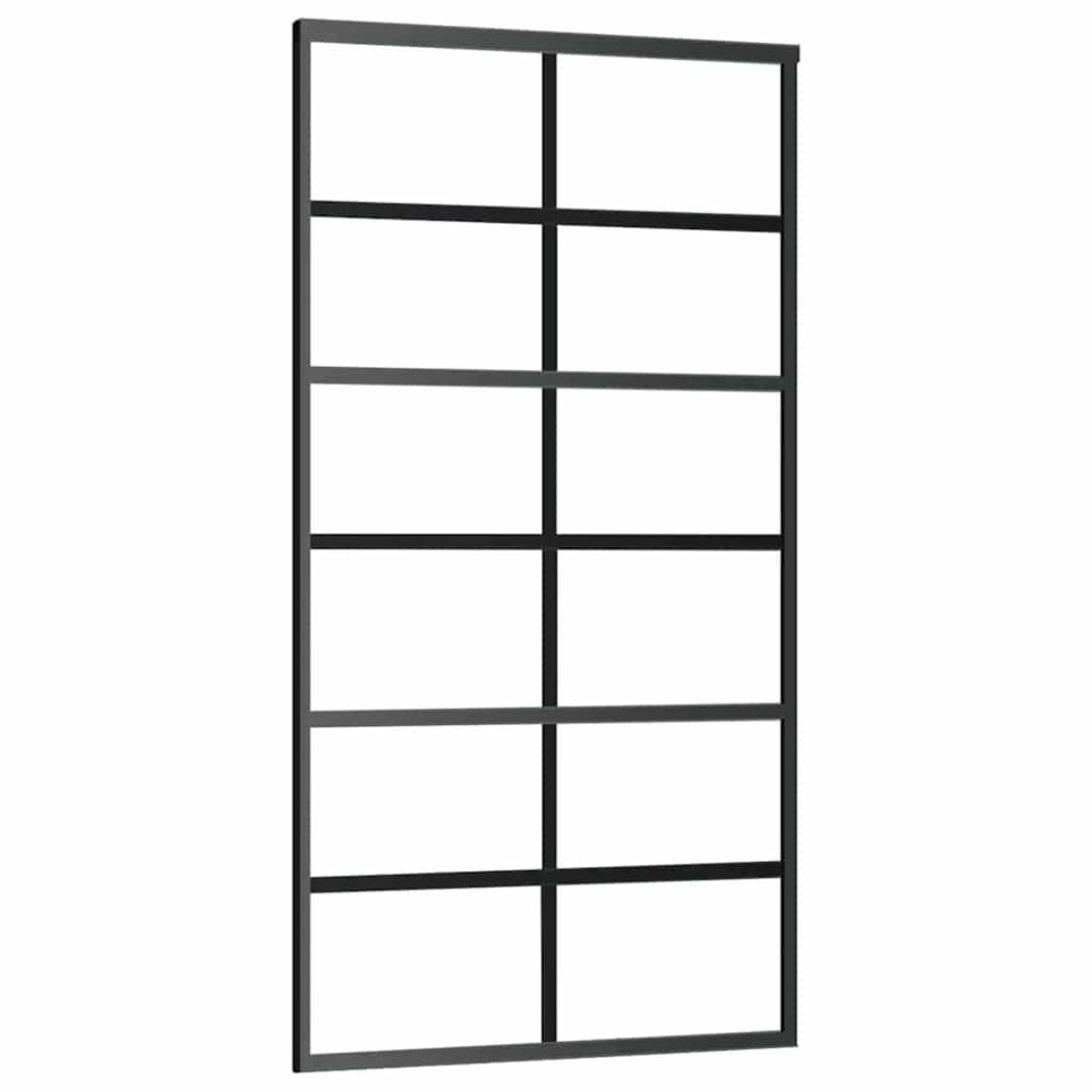 Produktbild för Skjutdörr med beslag svart 102x205 cm ESG-glas