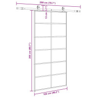 Produktbild för Skjutdörr med beslag svart 102x205 cm ESG-glas