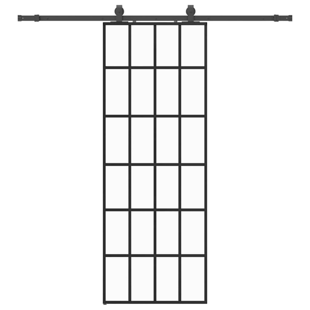 Produktbild för Skjutdörr med beslag svart 76x205 cm ESG-glas