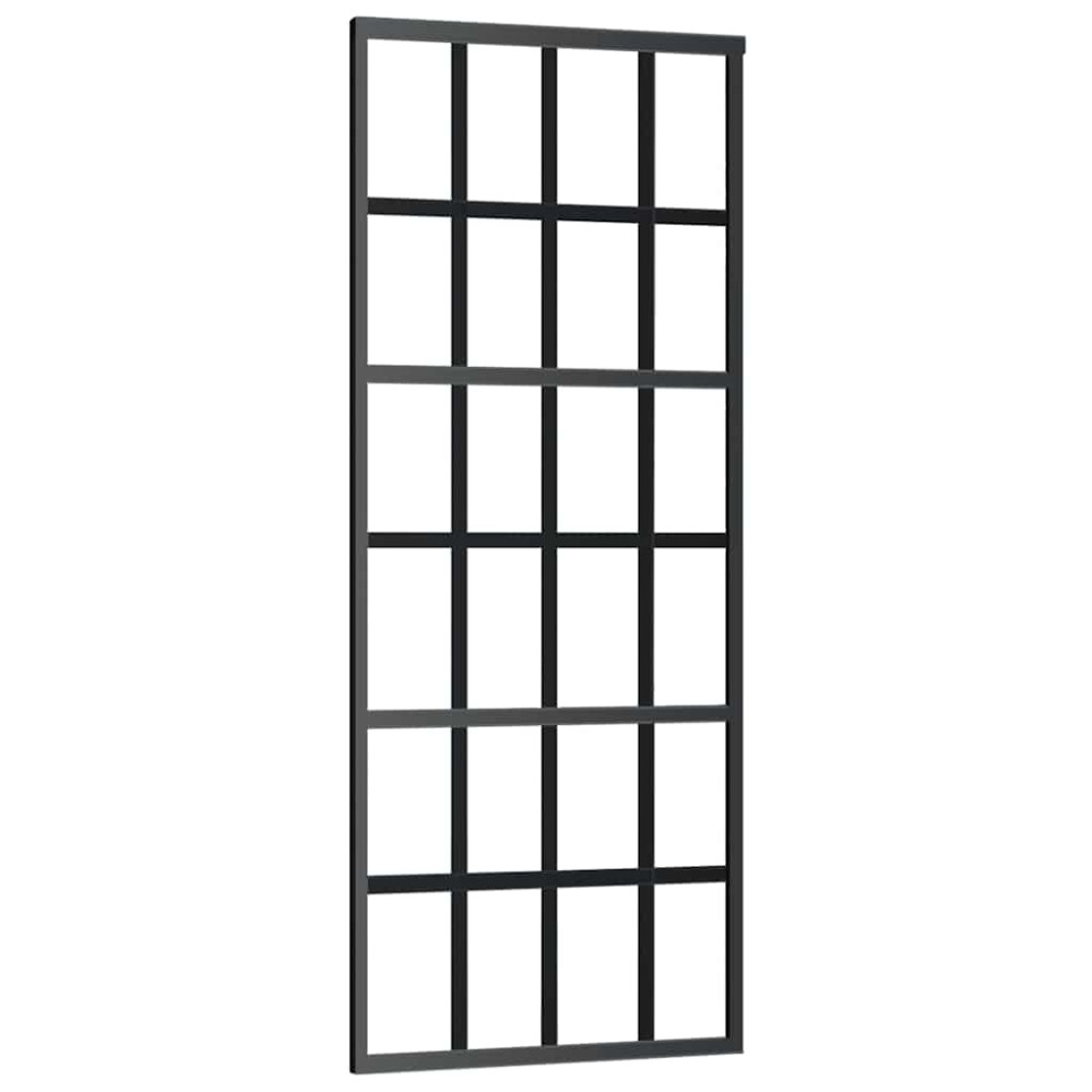 Produktbild för Skjutdörr med beslag svart 76x205 cm ESG-glas