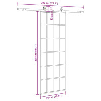 Produktbild för Skjutdörr med beslag svart 76x205 cm ESG-glas
