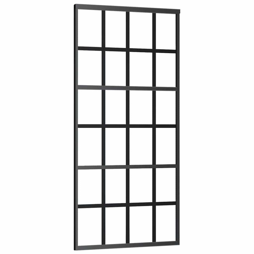 Produktbild för Skjutdörr med beslag svart 90x205 cm ESG-glas