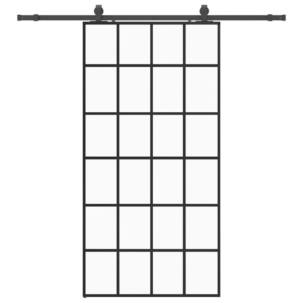 Produktbild för Skjutdörr med beslag svart 102x205 cm ESG-glas