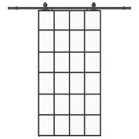 Produktbild för Skjutdörr med beslag svart 102x205 cm ESG-glas